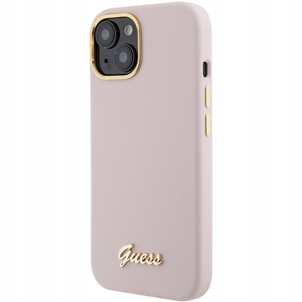 Guess Pouzdro Hard Case Silicone Script Pro Iphone 15 14 13 6.1 Metal Logo
