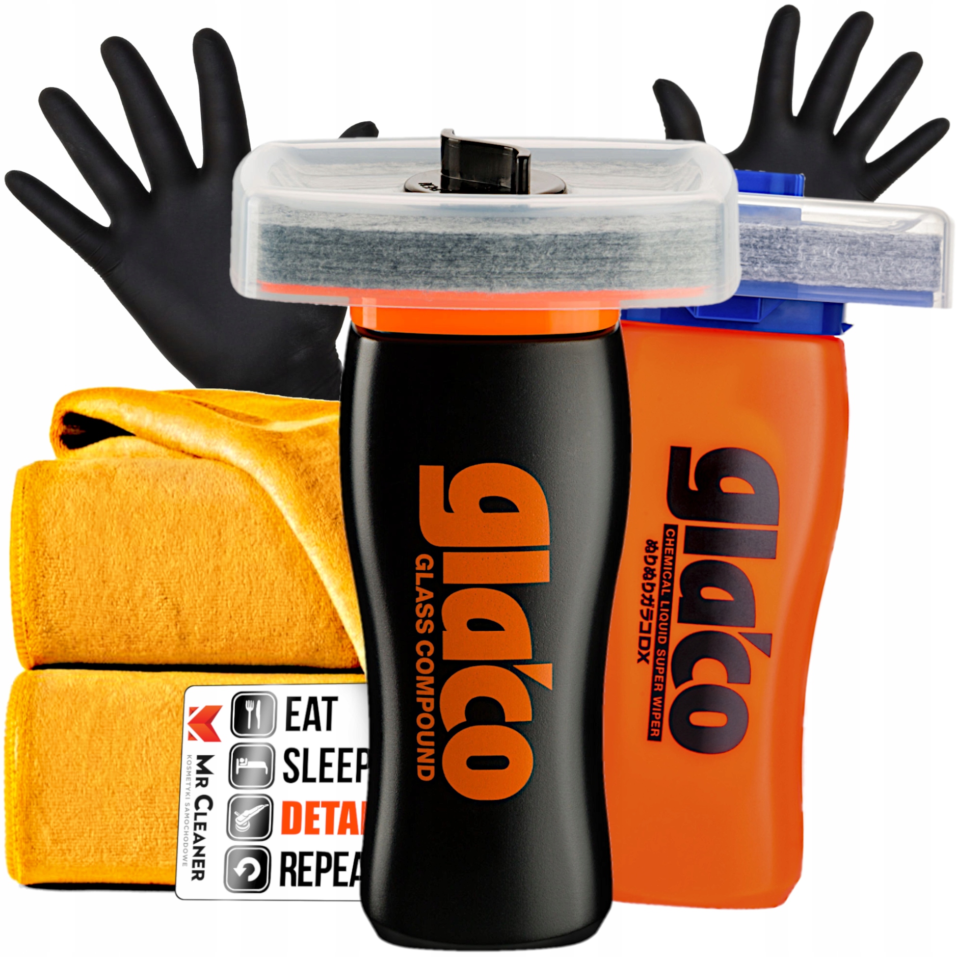 SOFT99 GLACO COMPOUND + GLACO DX CZYŚCI SZYBY + NIEWIDZIALNE WYCIERACZKI