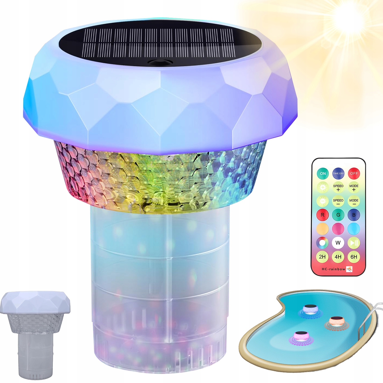 Led Solární Bazénové Osvětlení S Dálkovým Ovládáním IP68, Voděodolné