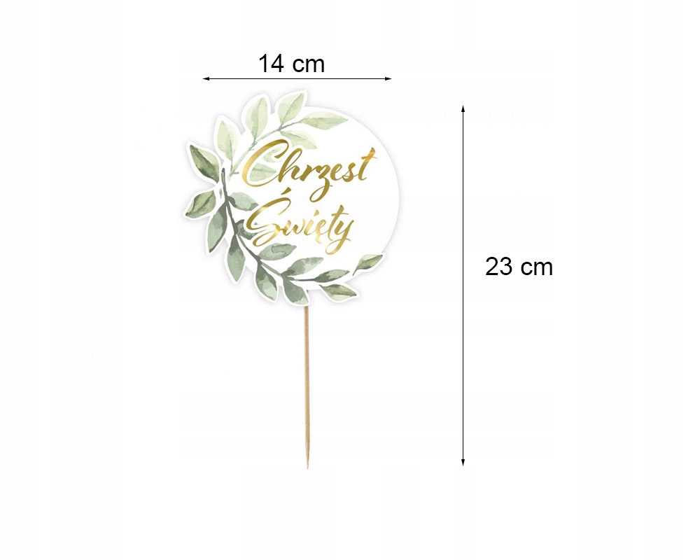 DUŻY TOPPER NA TORT CHRZEST ŚWIĘTY ZŁOTY Z LISTKAMI KWIATY OZDOBA DEKORACJA Kod producenta RV-DCSL