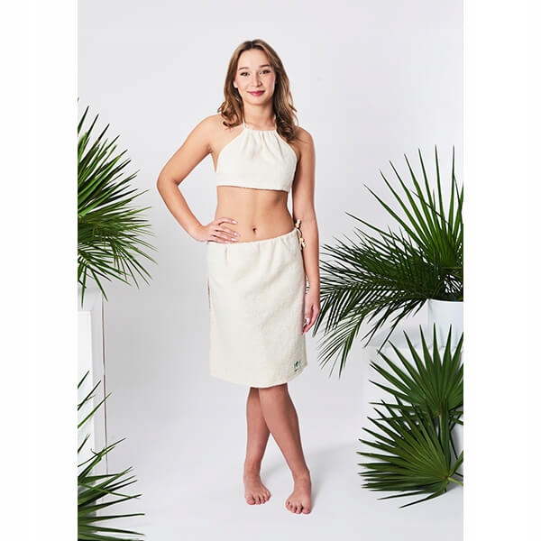 Saunový kostým Bembea Frotte Oeko-tex Yeye vyrobený v prírode Ecru S