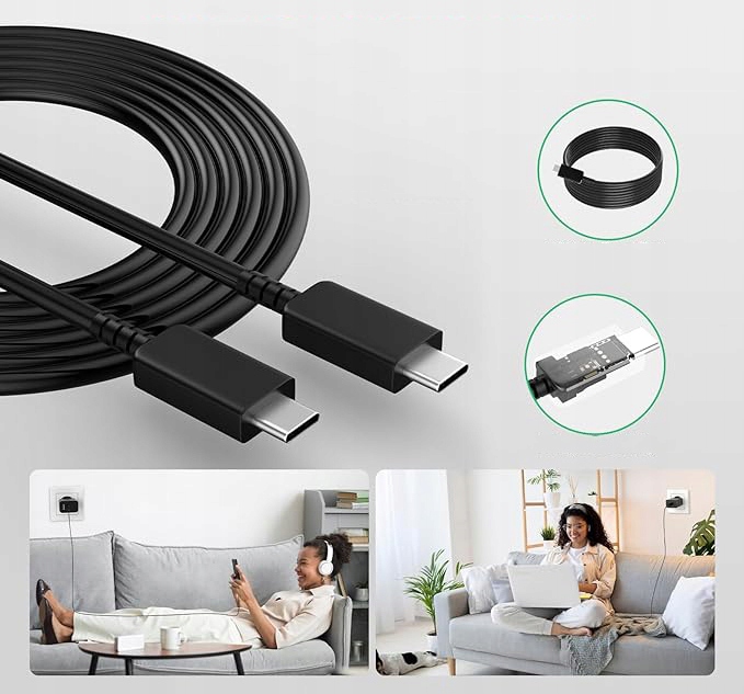 SZYBKA SIECIOWA ŁADOWARKA DO TELEFONÓW SAMSUNG 45W + KABEL ŁADOWANIA USB-C 5A 2M Przewód w zestawie tak