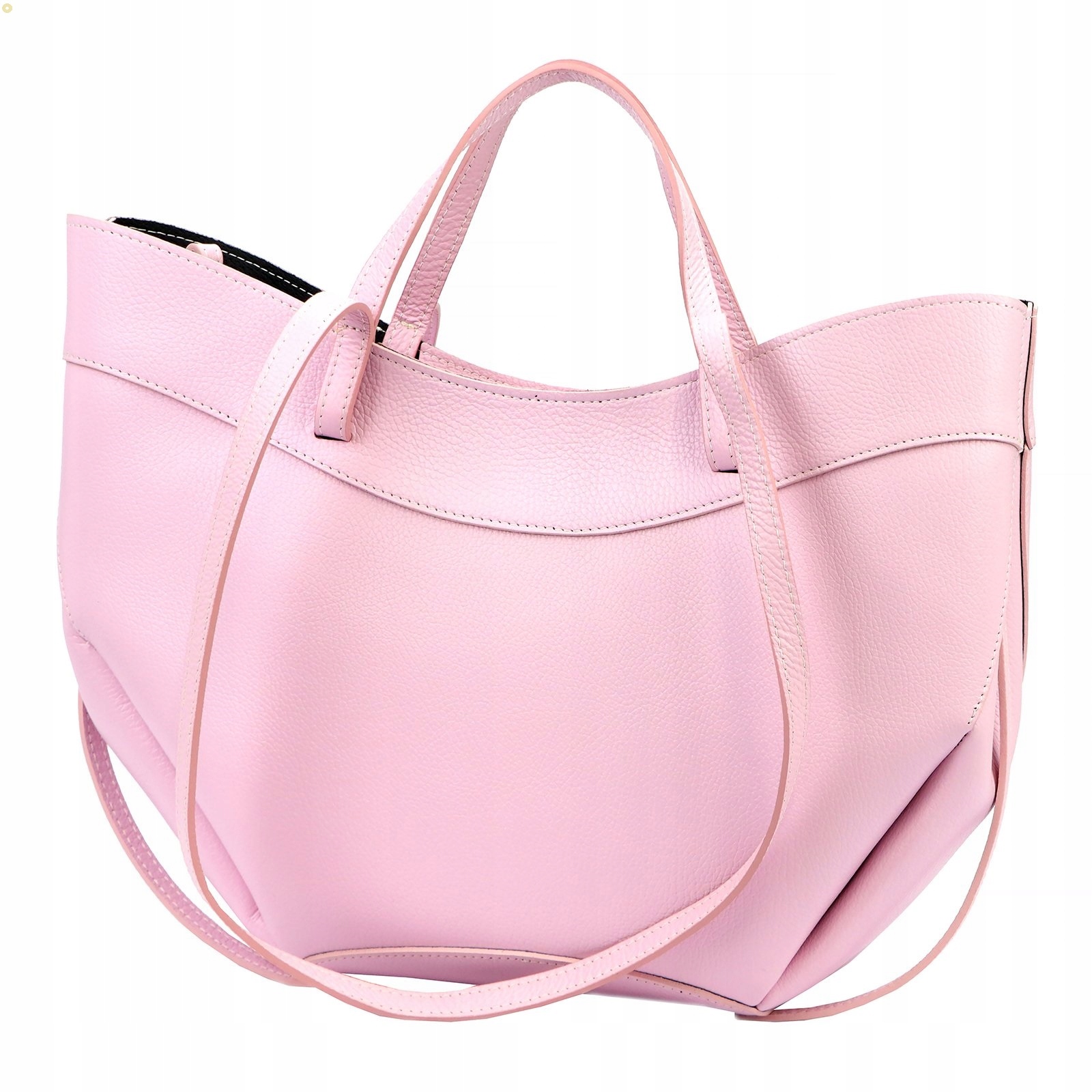 Dámská kožená kabelka Vera Pelle růžová shopper přes rameno elegantní