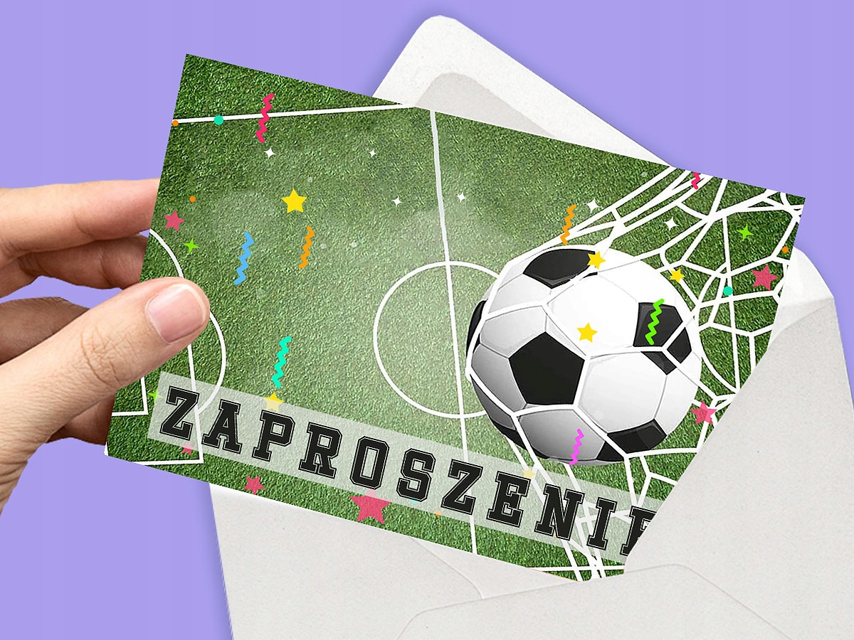ZAPROSZENIE PIŁKA NOŻNA PIŁKARZ NA URODZINY DZIECKA + KOPERTA GRATIS Stan opakowania oryginalne