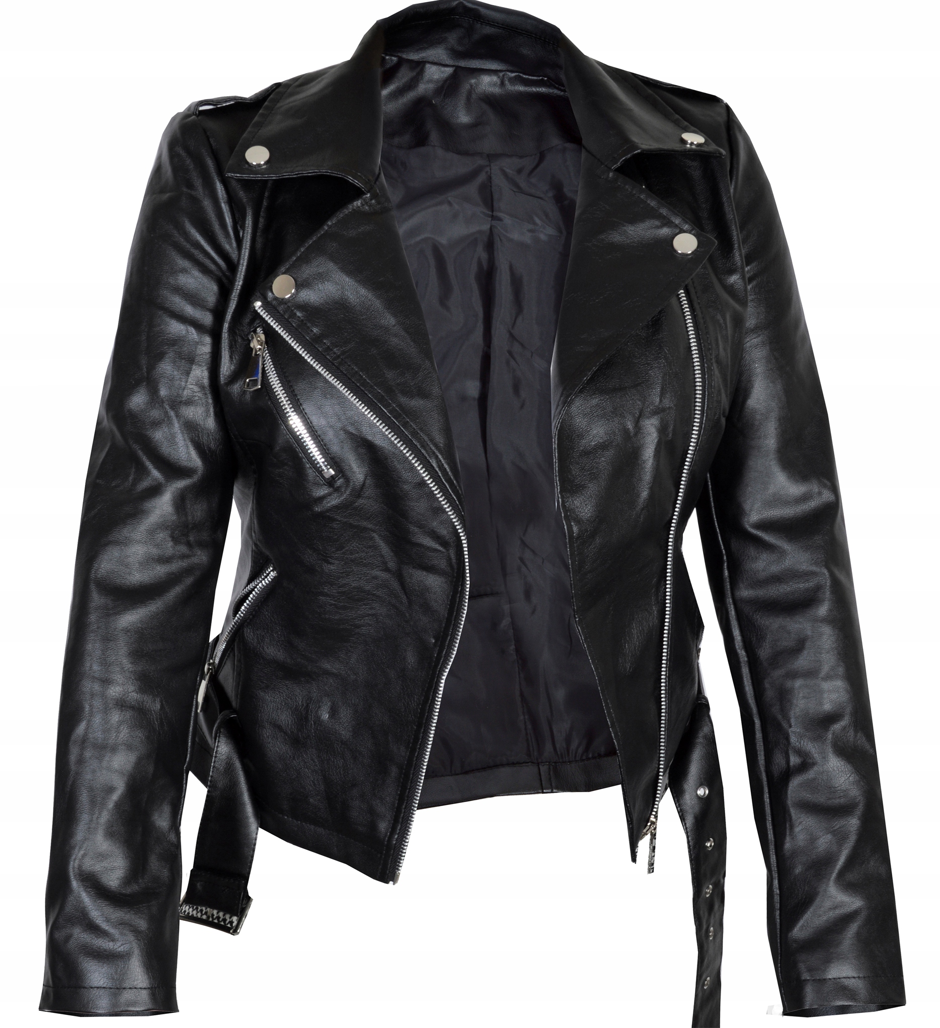 

Ramoneska Kurtka Damska Skóra Skórzana Biker Pasek