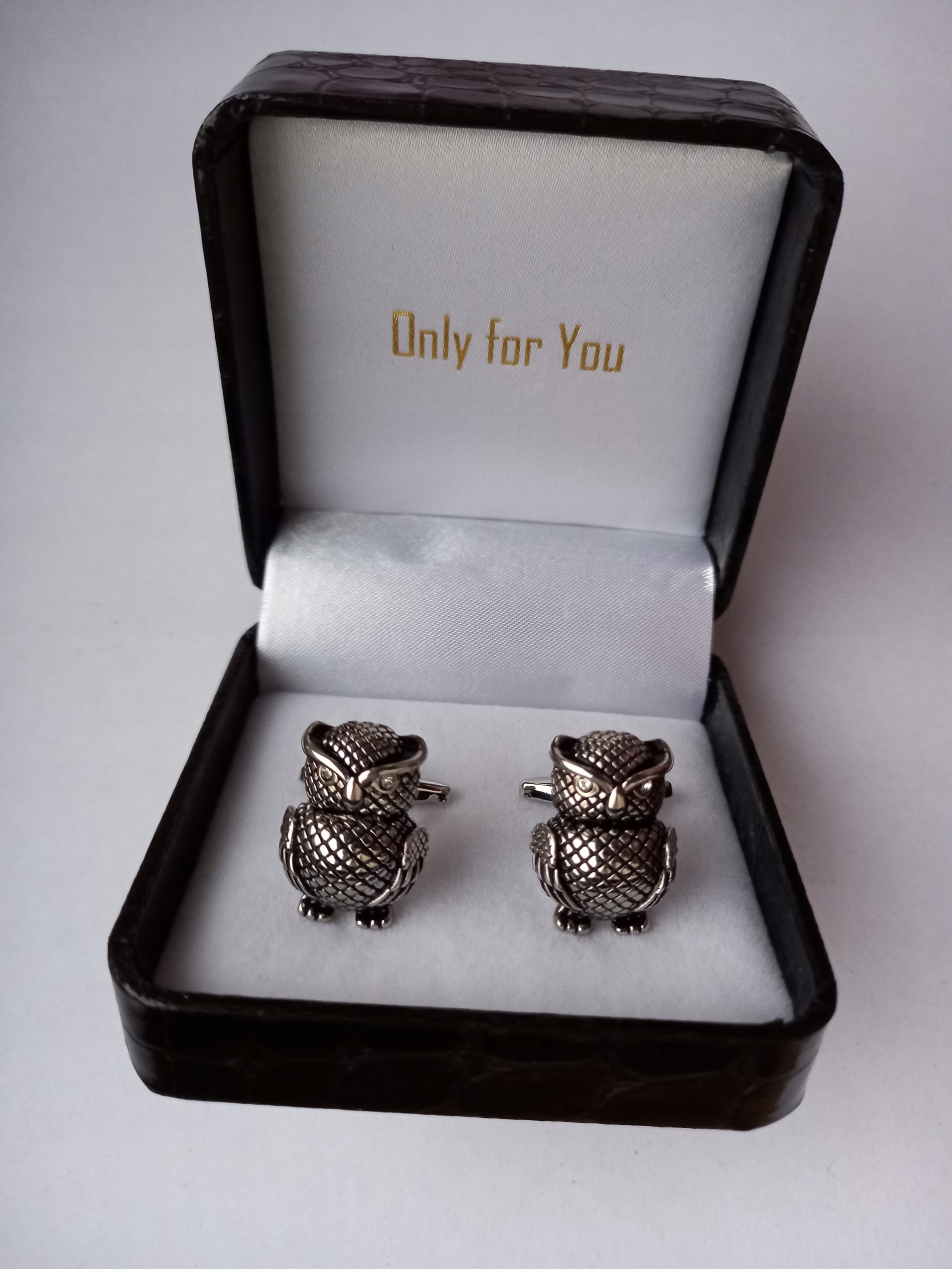 Stříbrné manžetové knoflíčky na košili Moudrá sova