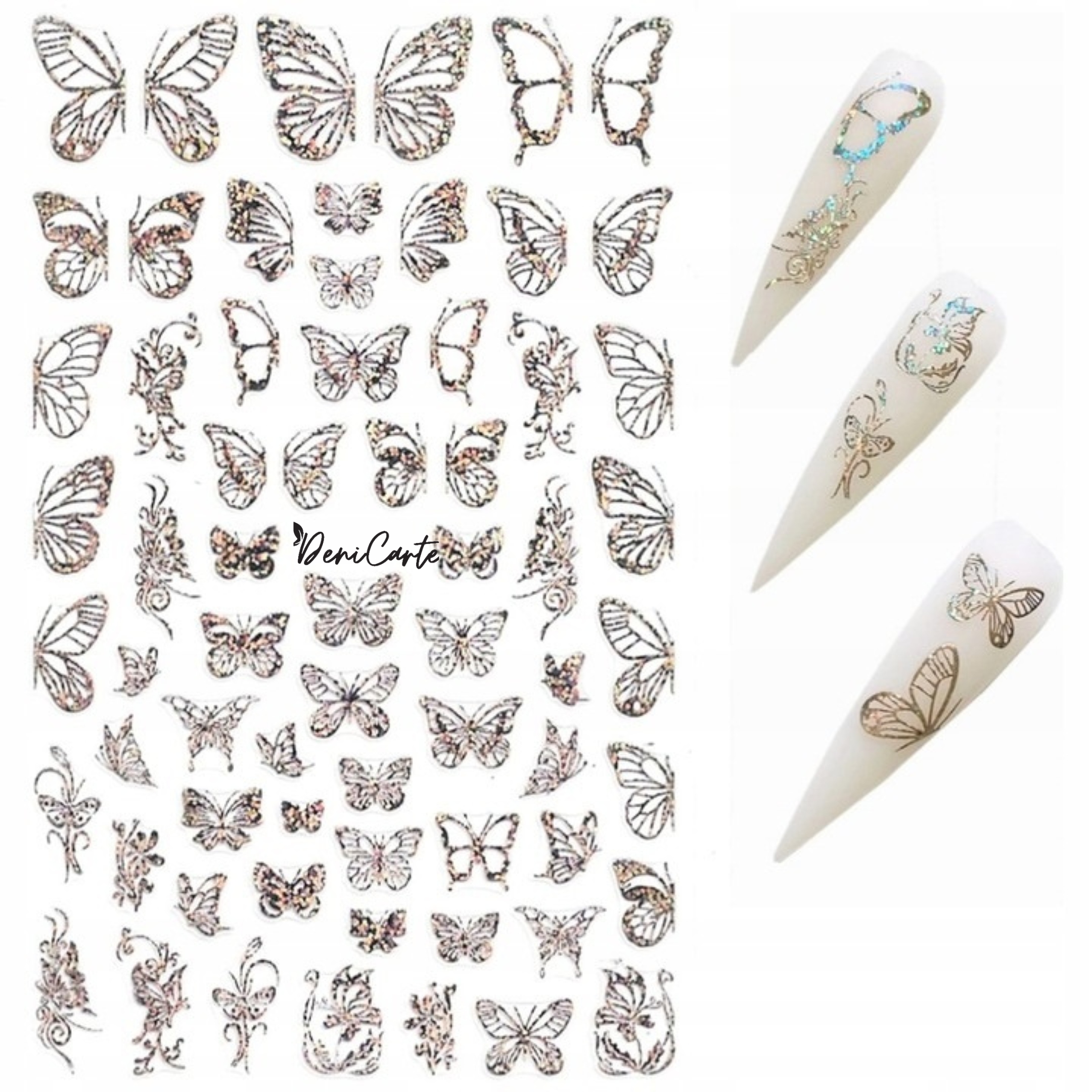 

Naklejki Na Paznokcie Samoprzylepne Motylki Holo