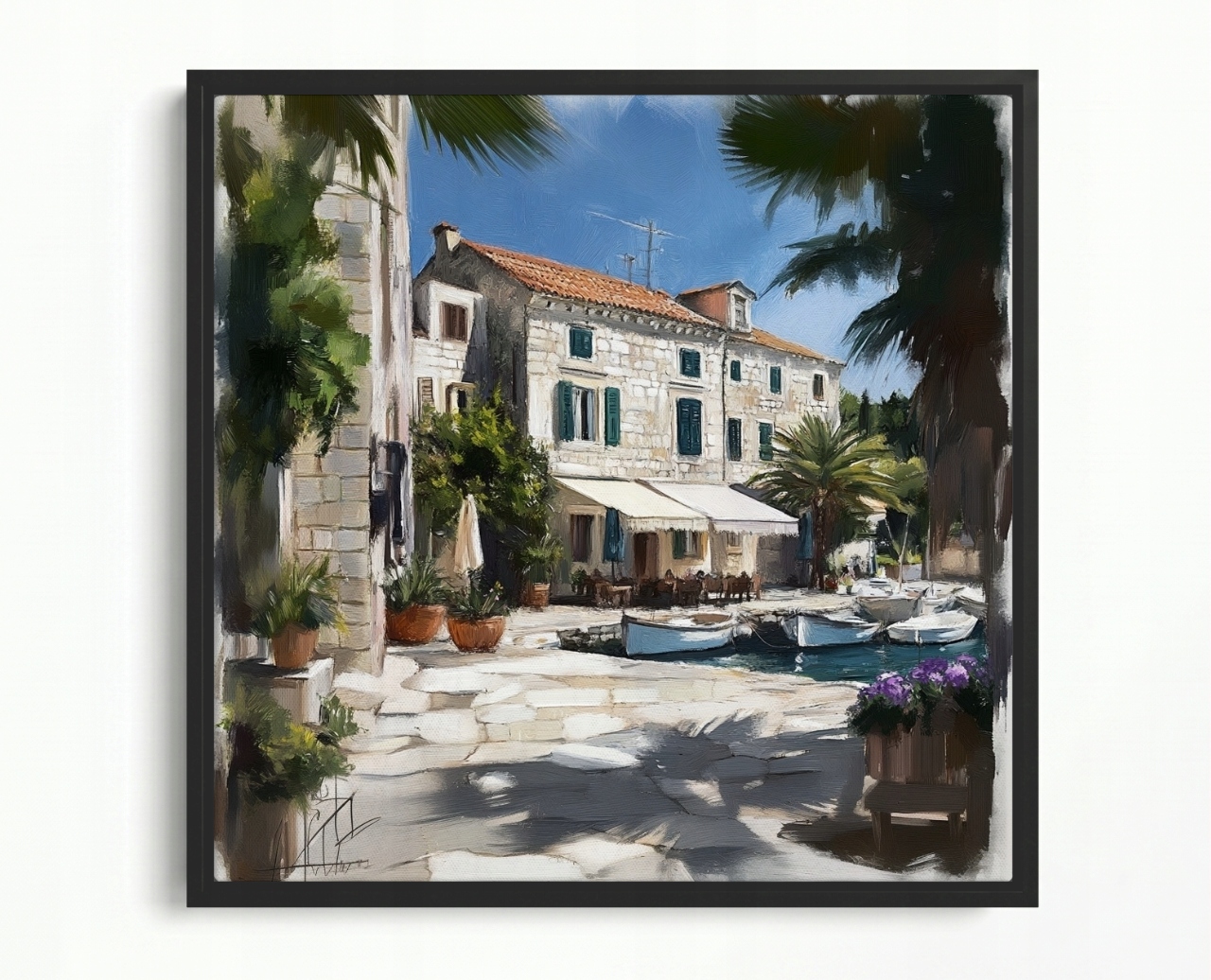 Obraz Rám Americký Box Krajina Chorvatsko Hvar Městečko Marina Léto 80x80