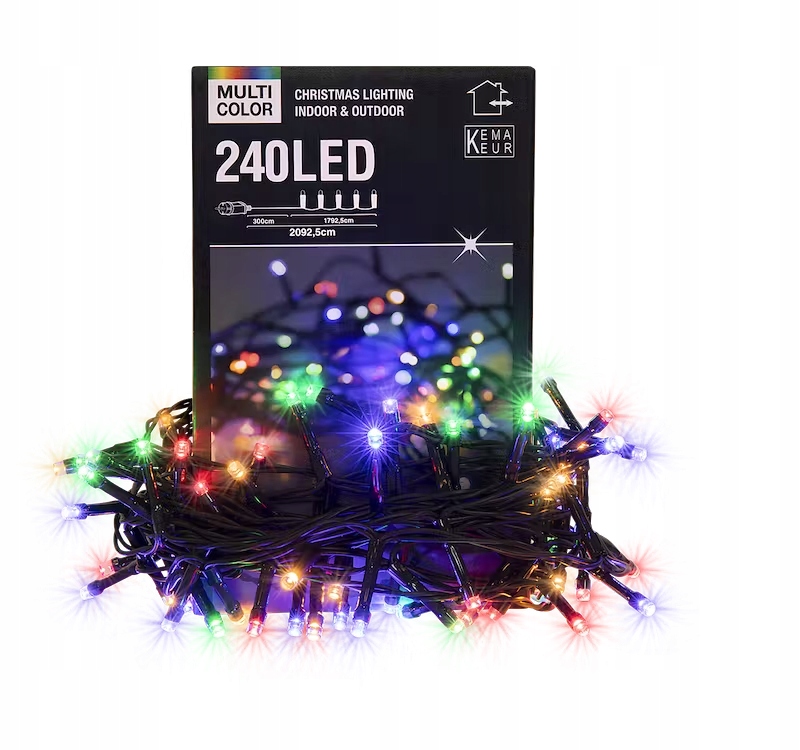 

Oświetlenie świąteczne kolorowe 240 lampek Led 21m