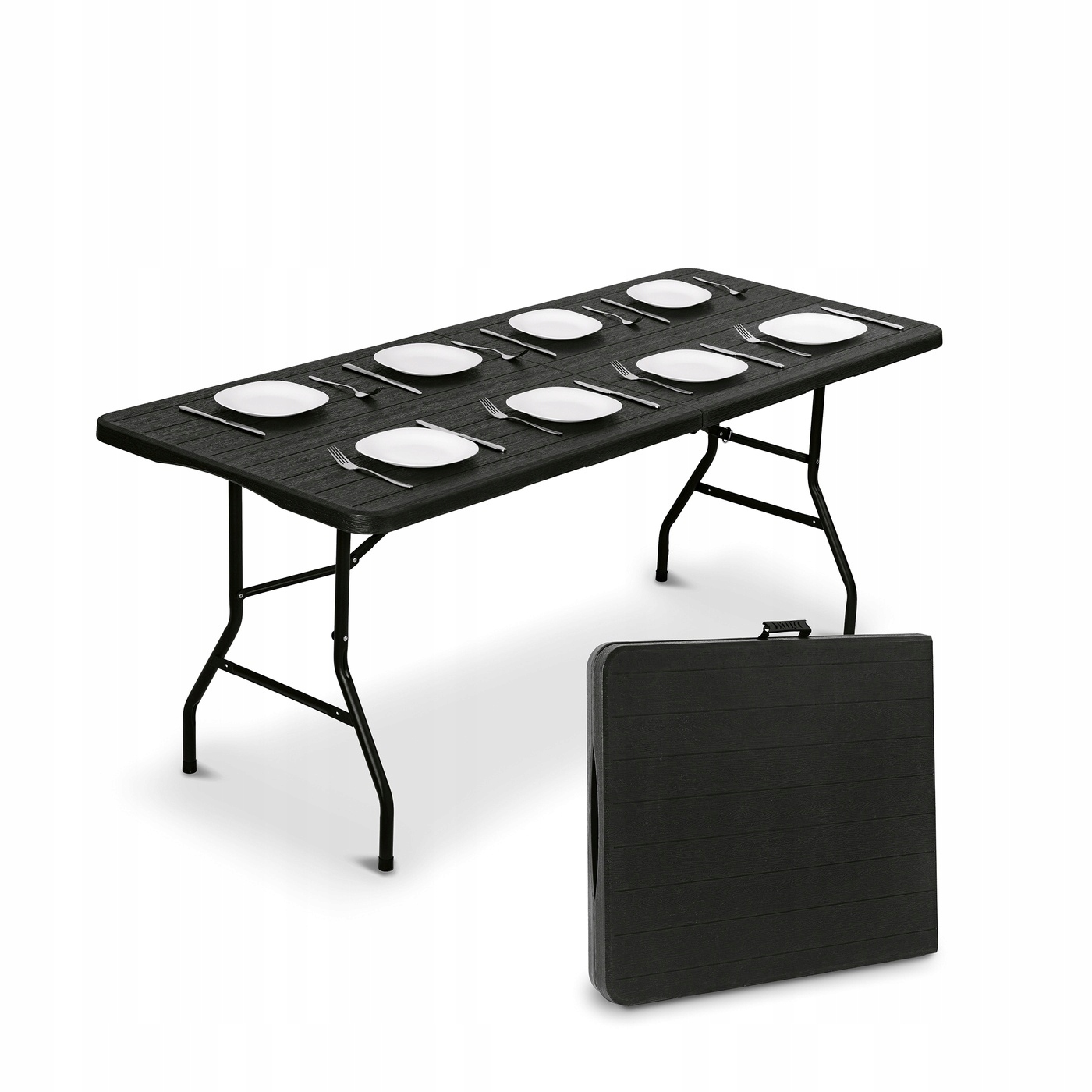 Stół Cateringowy Przenośny Duży Składany w Walizkę Czarny Tadar Wooden