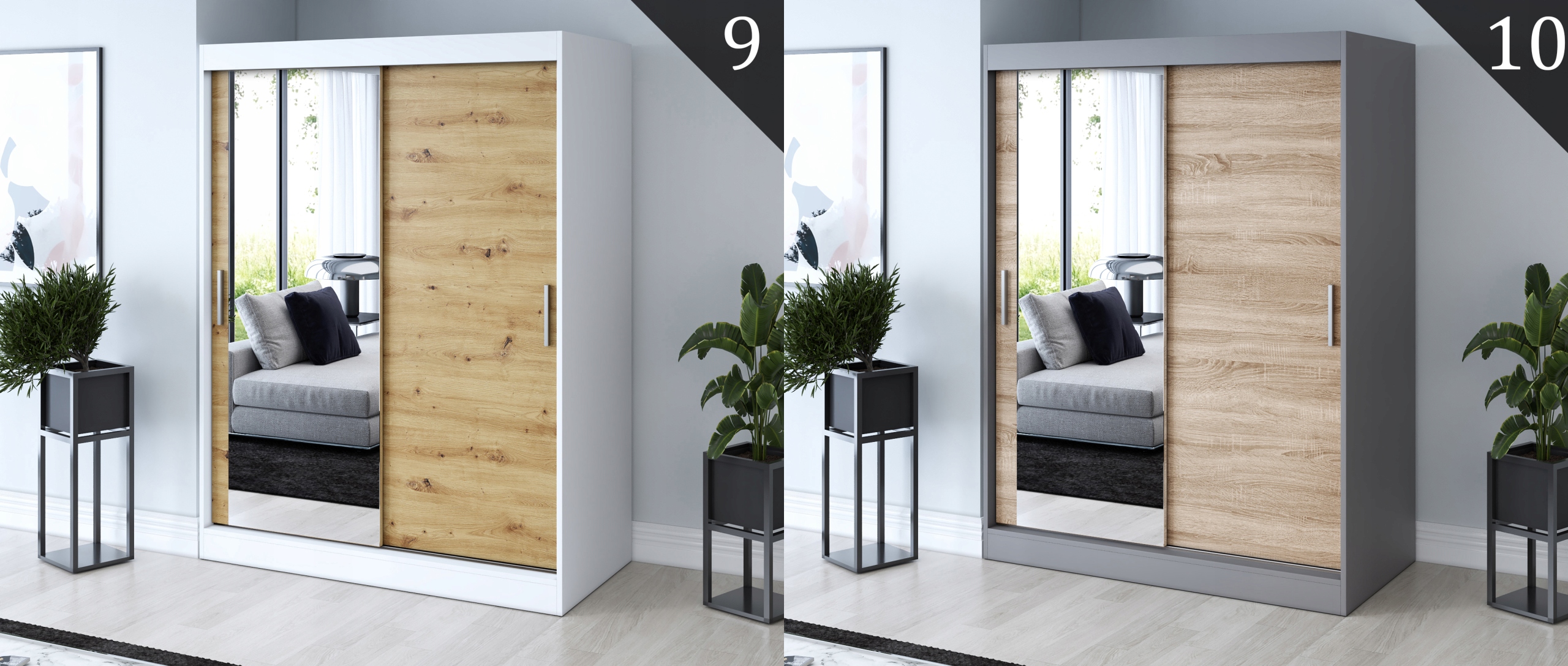 Szafa Przesuwna 150 ARTISAN Garderoba Lustro Szerokość mebla 150 cm