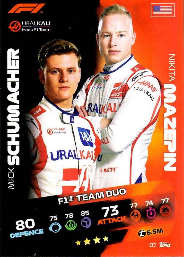 Turbo Attax 2021 87 Mick Schumacher & Nikita Mazepin Topps