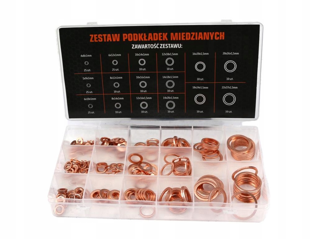 Zestaw podkładek miedzianych 220szt Teger