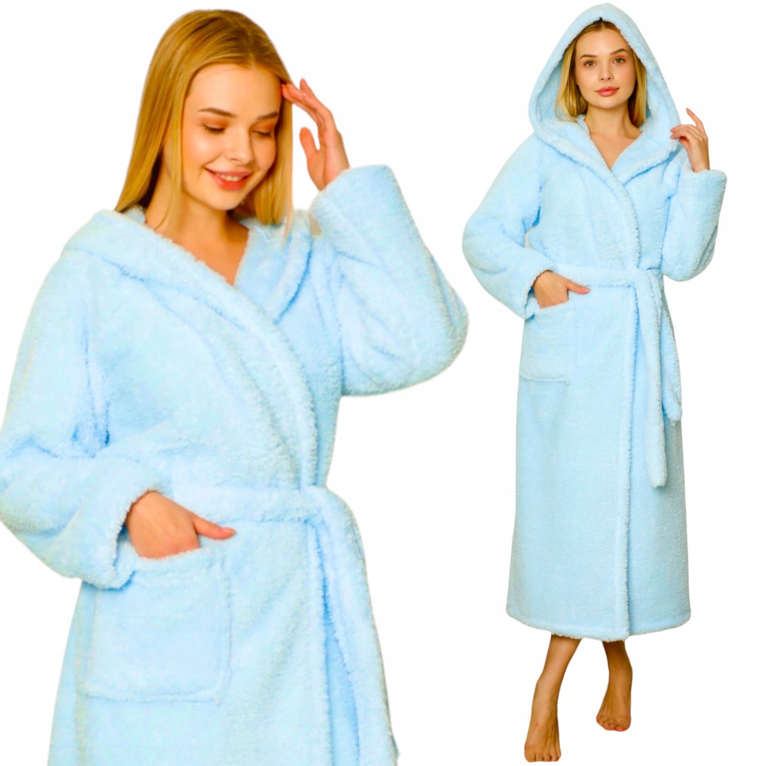 

Szlafrok Damski Długi Wellsoft Miękki Ciepły Gruby