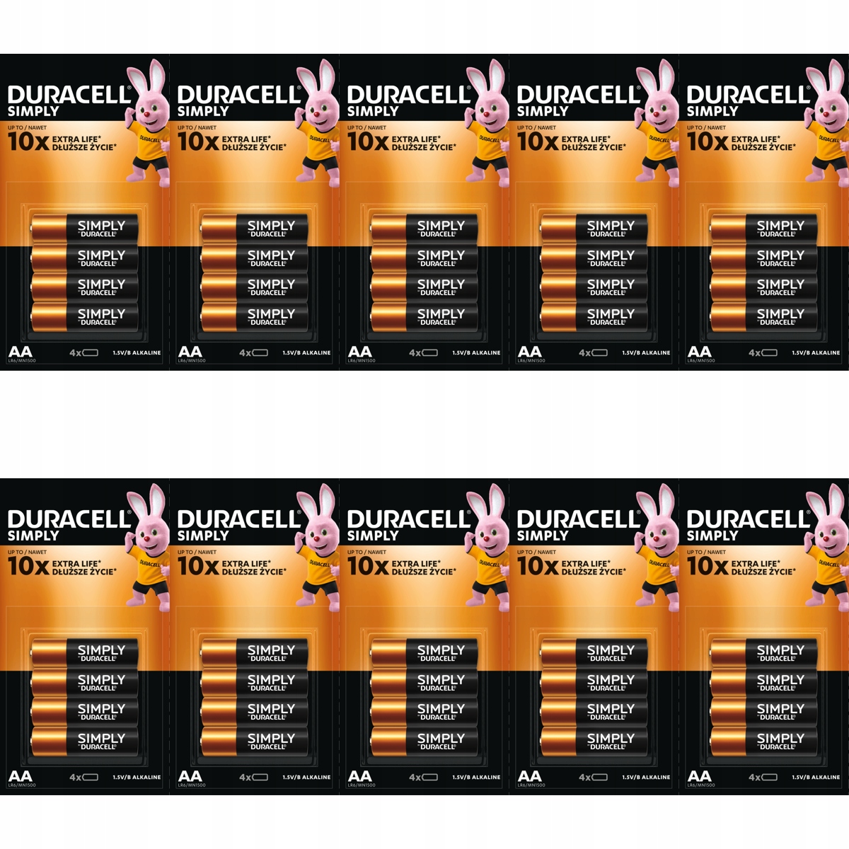 40x Duracell Aa LR6 1.5V Alkaiczna Simply baterie do codziennego użytku