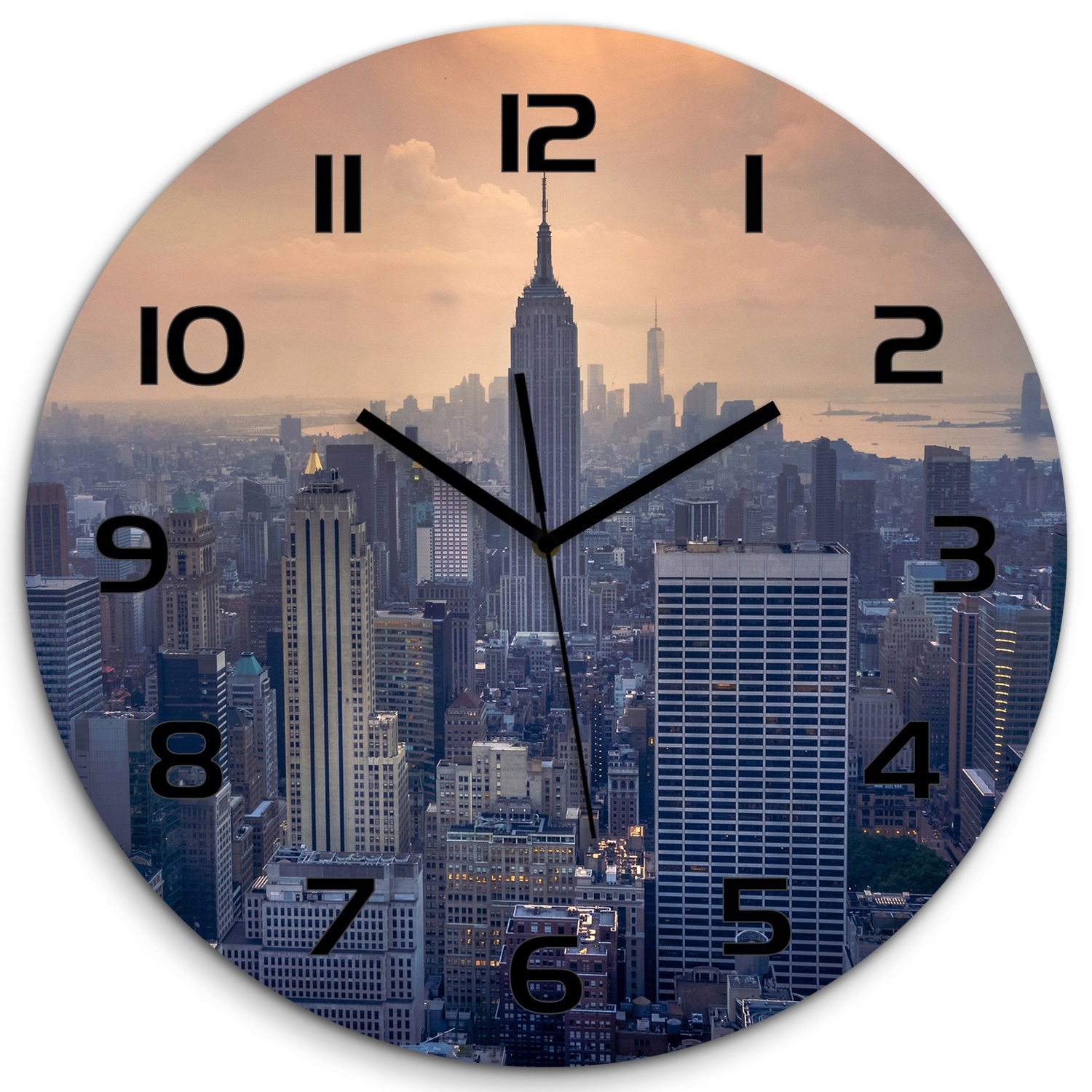 

Cichy szklany zegar Manhattan Nowy Jork fi 60 cm