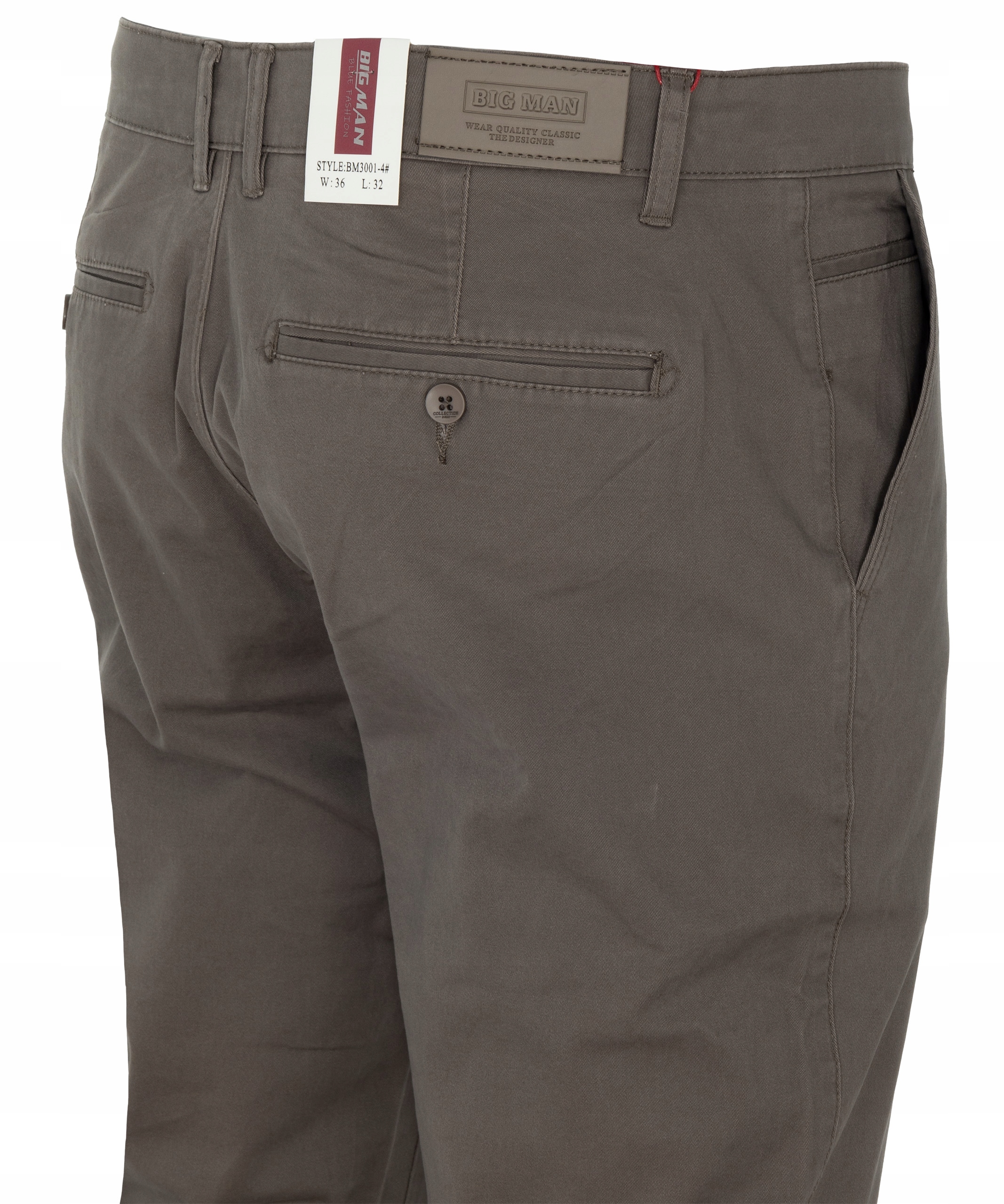 SPODNIE MATERIAŁOWE BAWEŁNIANE WYGODNE CIEMNO-BEŻOWE W36