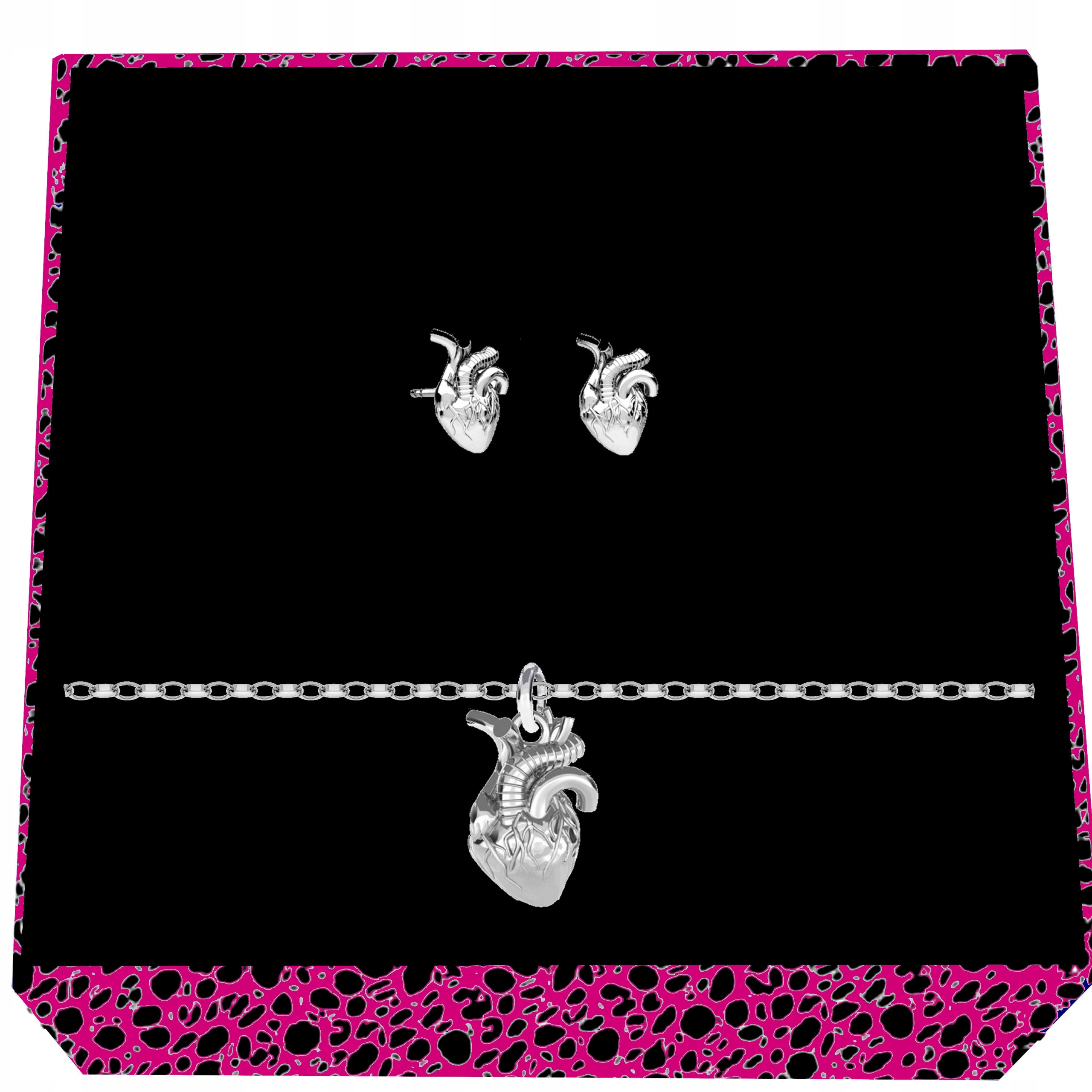 3D Anatomické Srdce Stříbrný komplet rolo oval stříbro 925