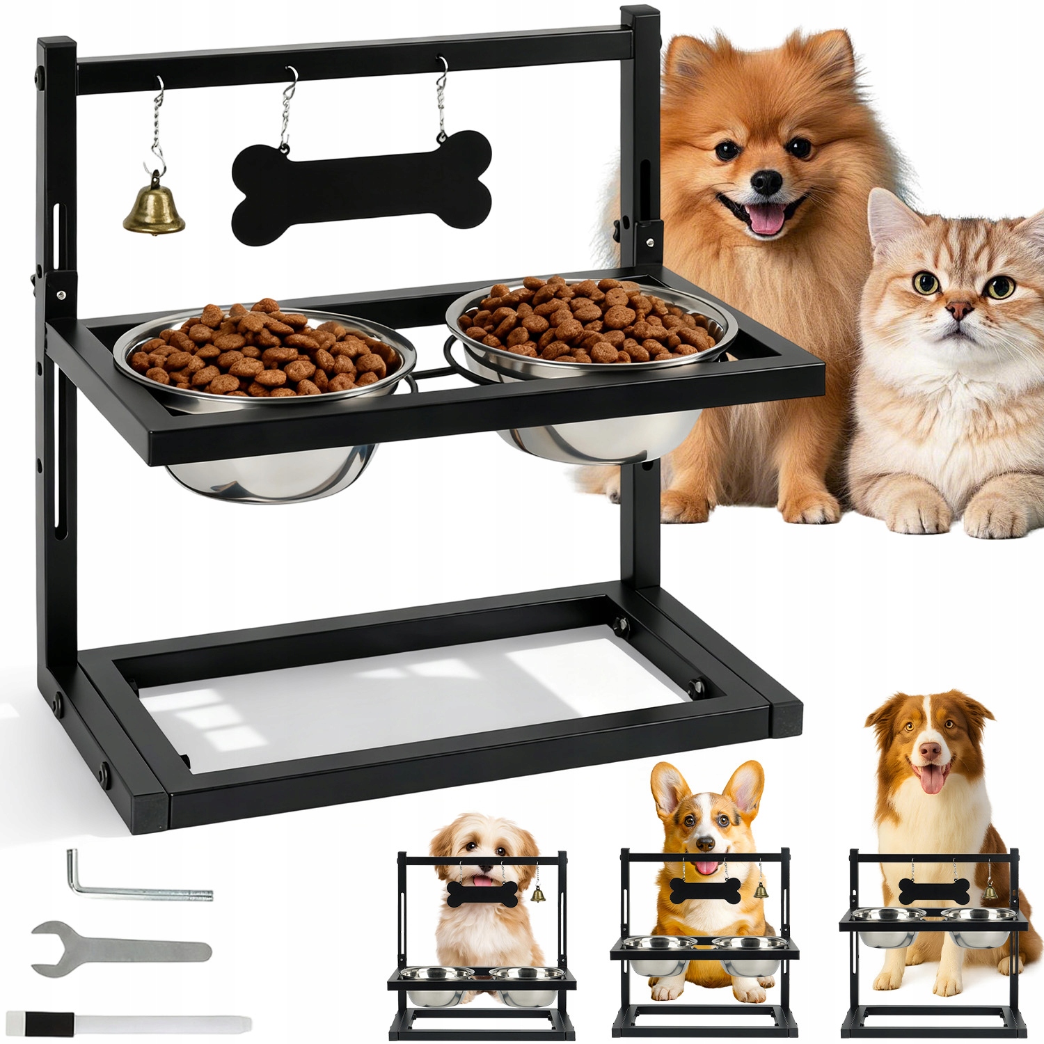 Miska Pro Psa Dvojitá, Netekoucí, Zpomalovací, Nastavitelná Na Stojanu 2V1