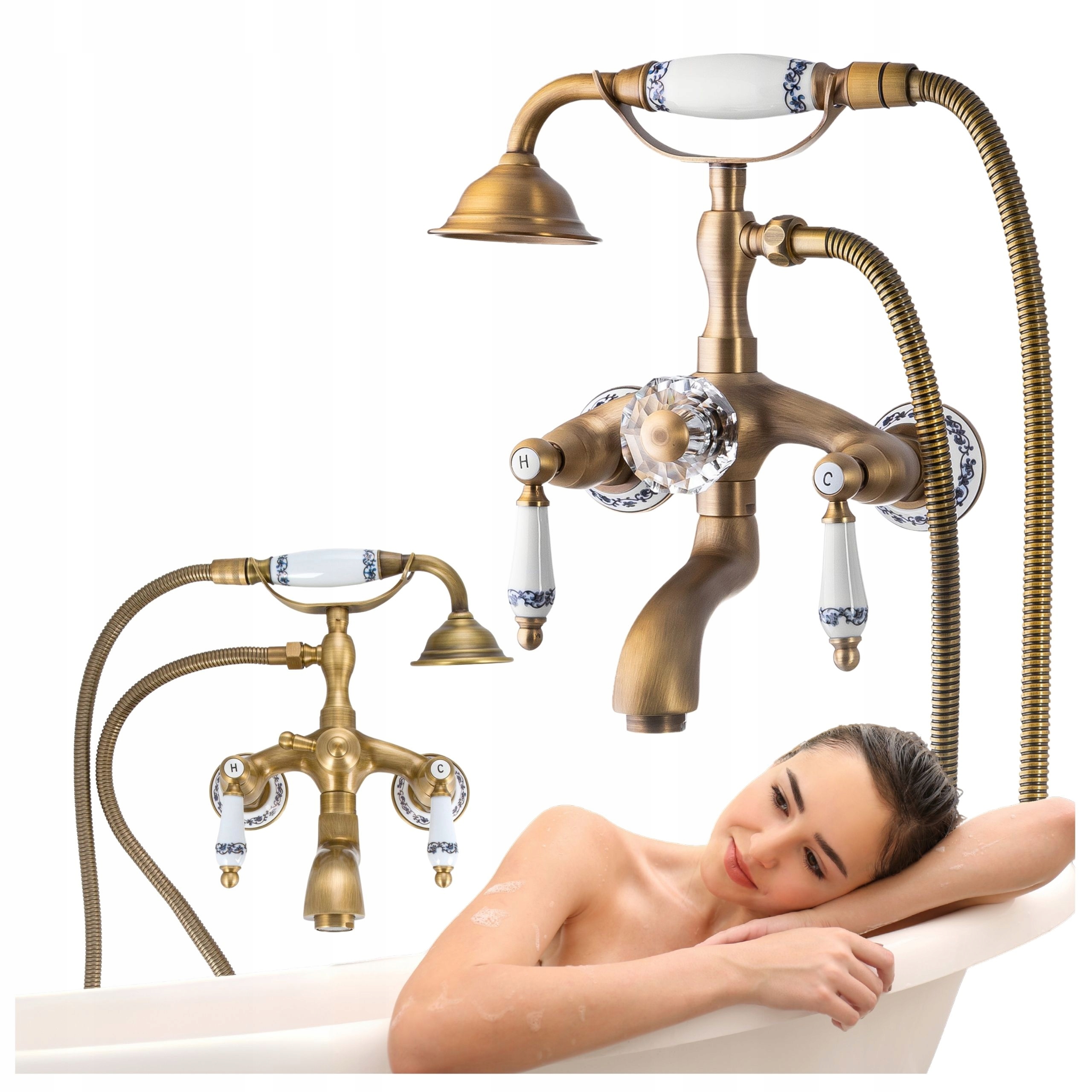 Nástěnná Vanová Baterie Paloma Retro Pohyblivá Perlátor Staré Zlato