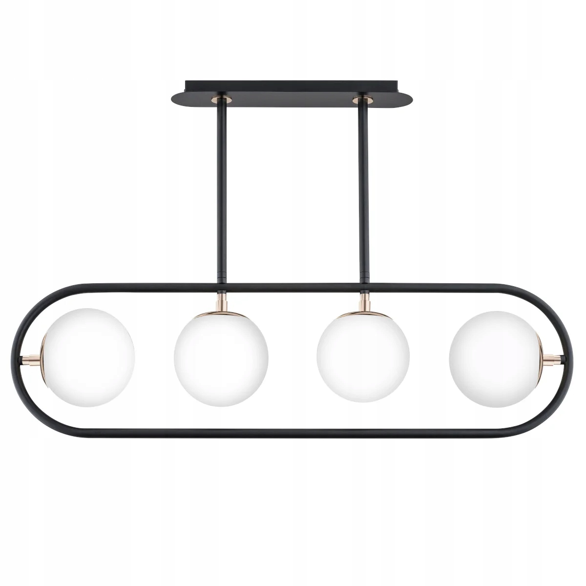 Závesná lampa čierna ovál 4xE14 sklenené gule obývacia izba jedáleň Saran Alfa