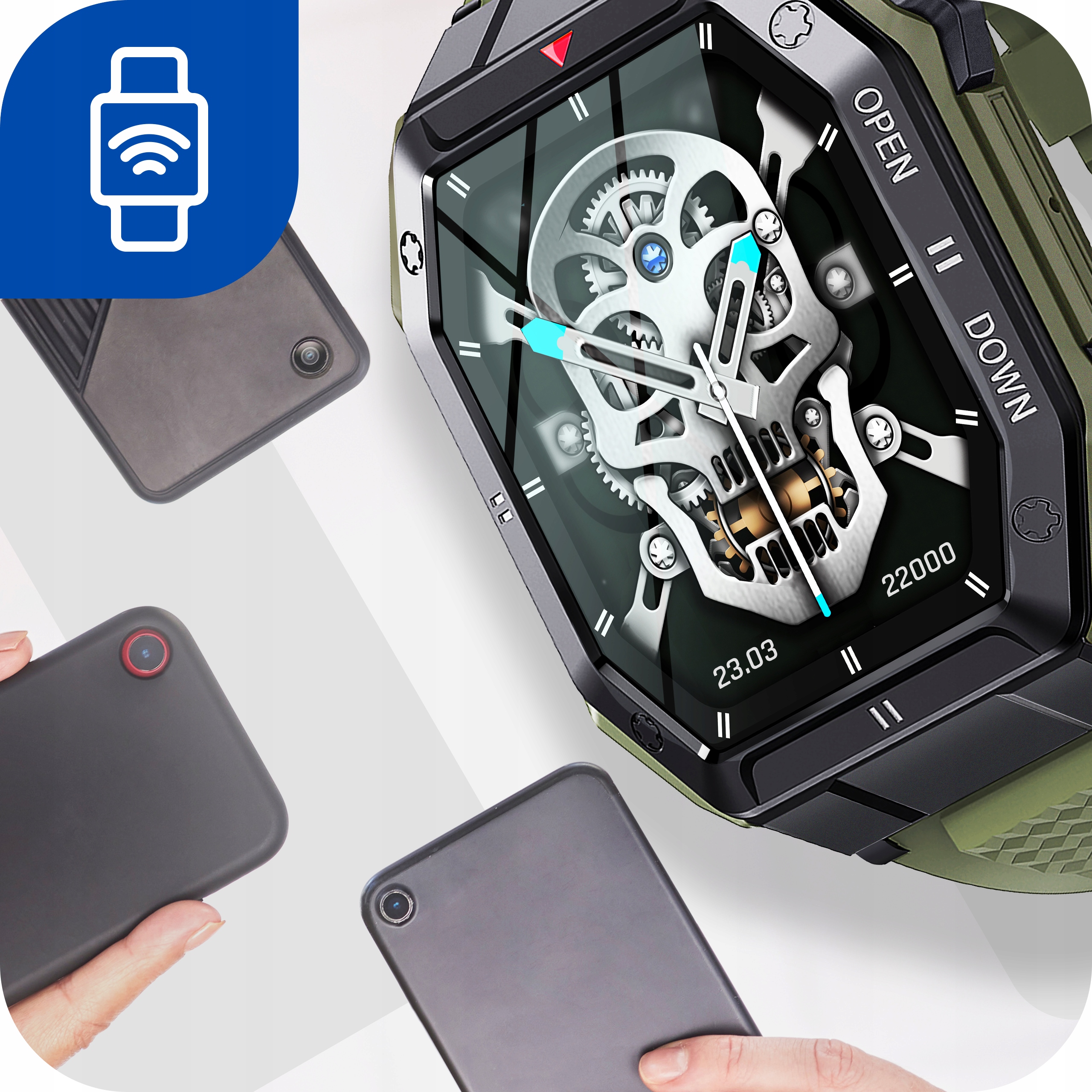 SMARTWATCH ZEGAREK MĘSKI MILITARNY ROZMOWY PULS DUŻA BATERIA POLSKIE MENU Marka Sensorr