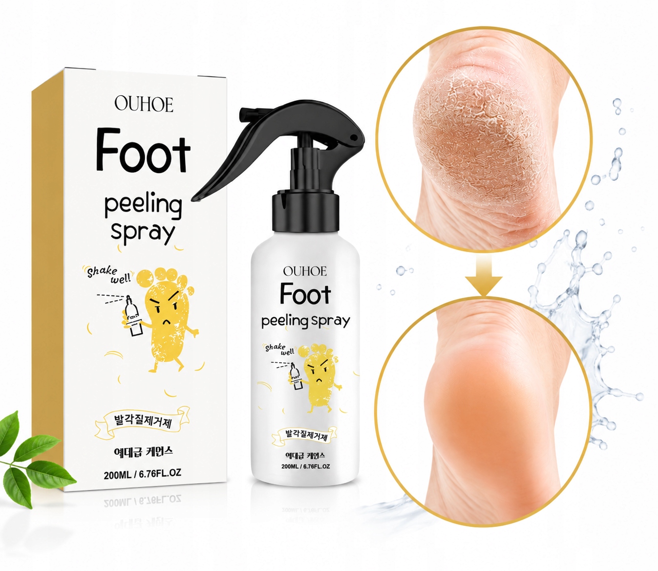 Ouhoe Sprej na exfoliaci chodidel 200 ml – Rychlé odstranění odumřelé kůže a mozolů