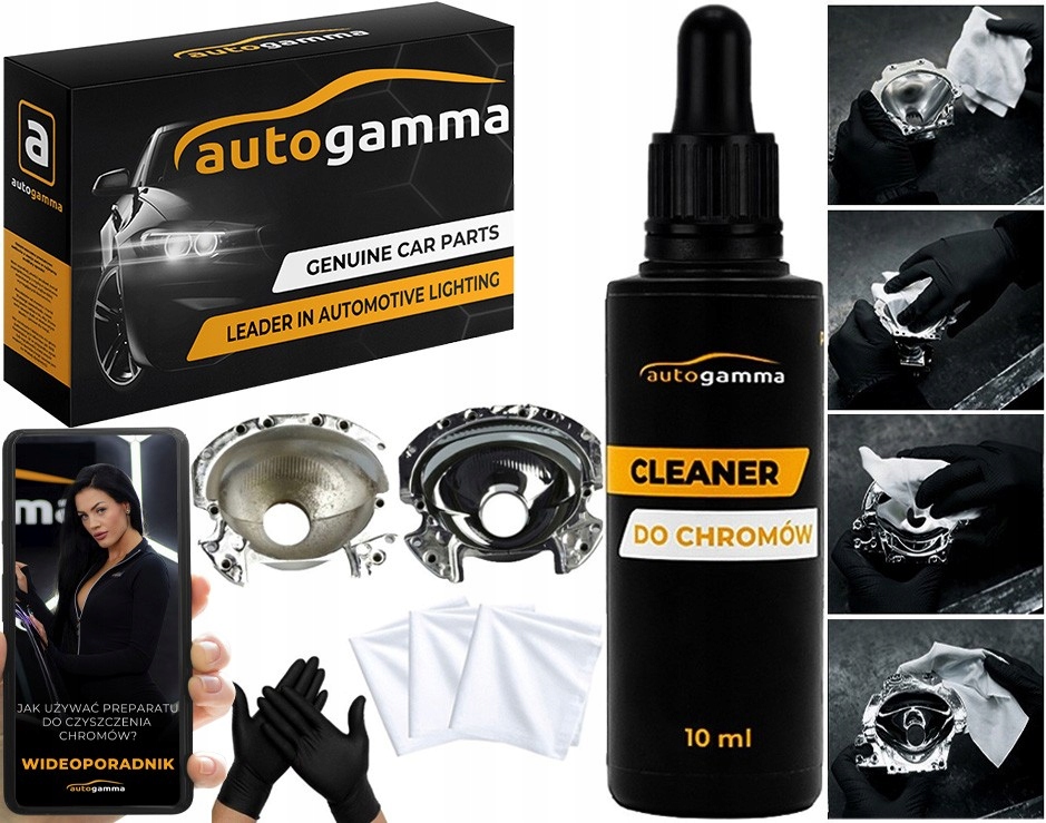 Preparat do Czyszczenia Odbłyśników Chromu Zestaw Profesjonalna Ochrona