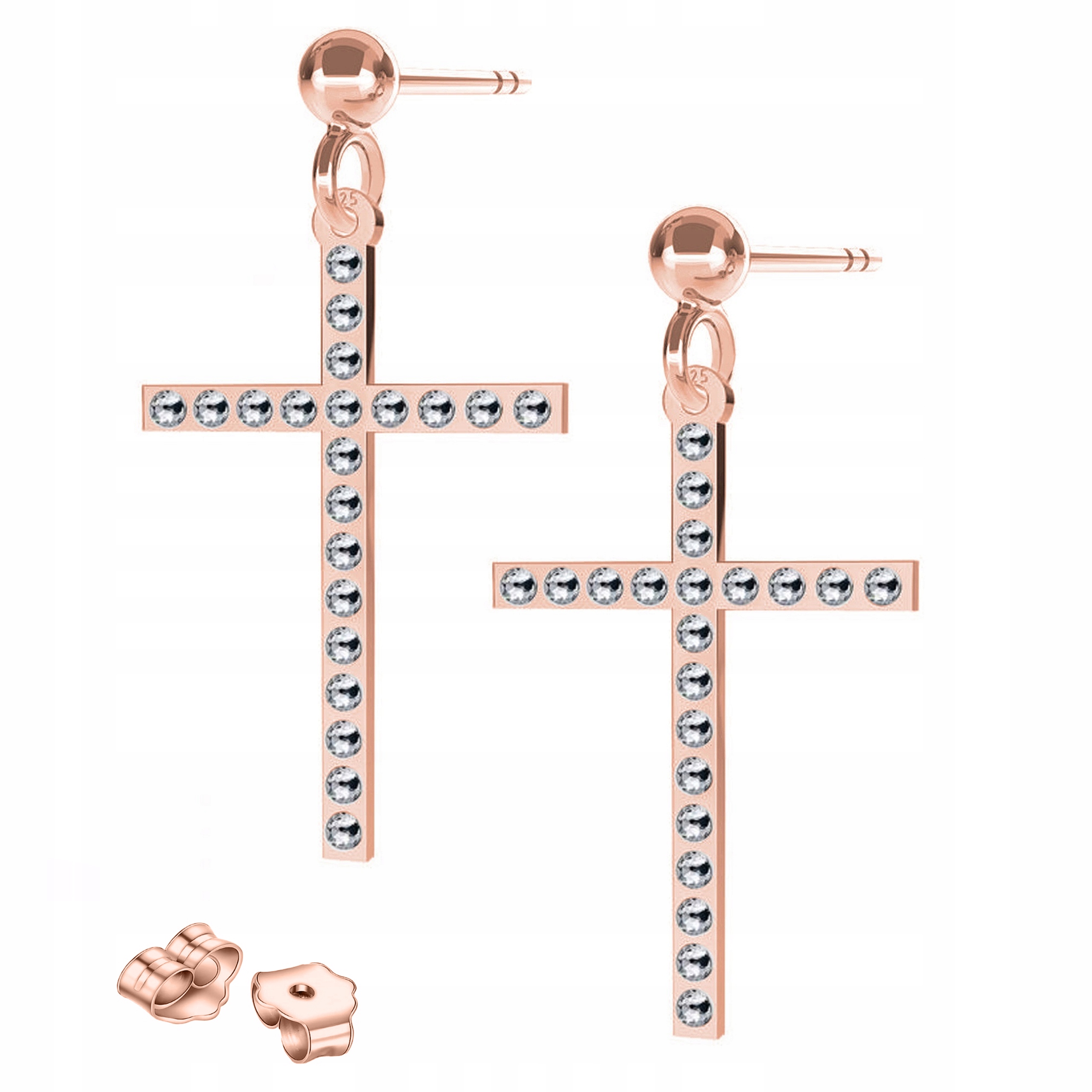 Náušnice Pozlacené s křížkem Křížky Cross Stříbro 925