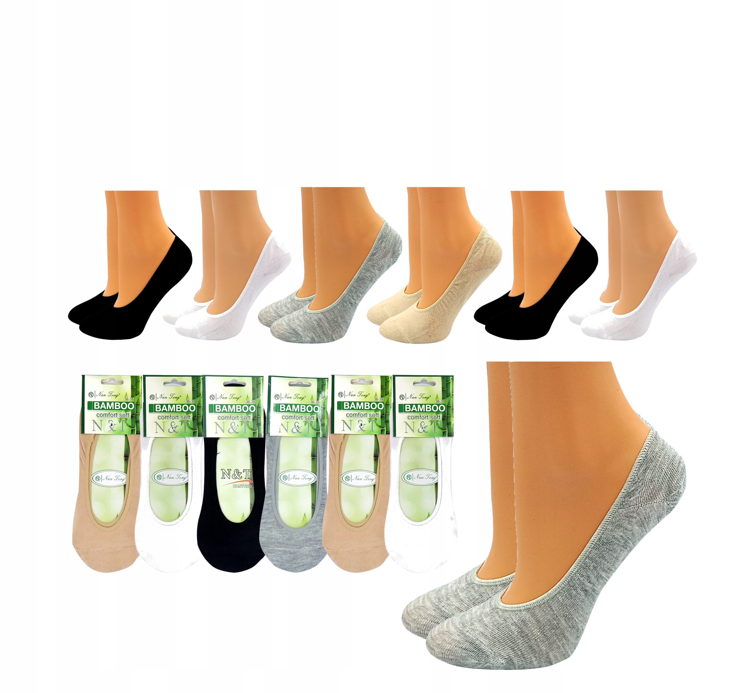 

6x Skarpetki damskie Stopki 35-39 Silikon Bambus