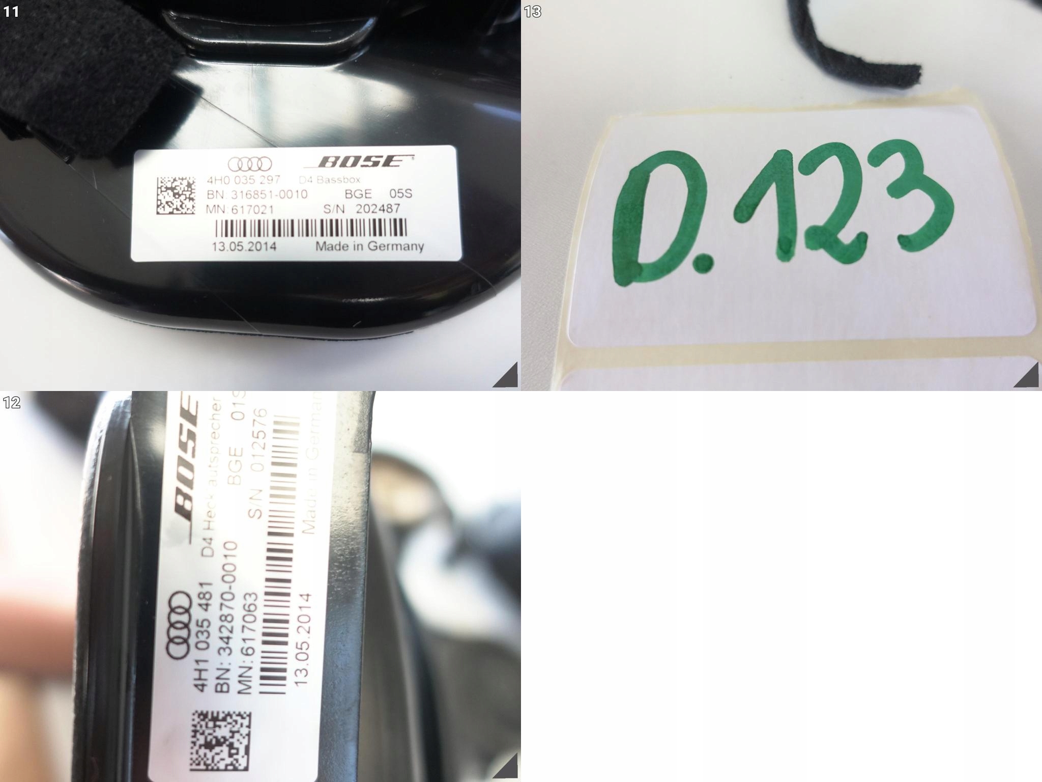 AUDI A8 S8 4H0 D4 SESTAVA SUBWOOFER repráků BOSE