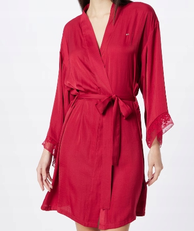 Tommy Hilfiger saténový župan Kimono Regular Fit royal berry vel. XL