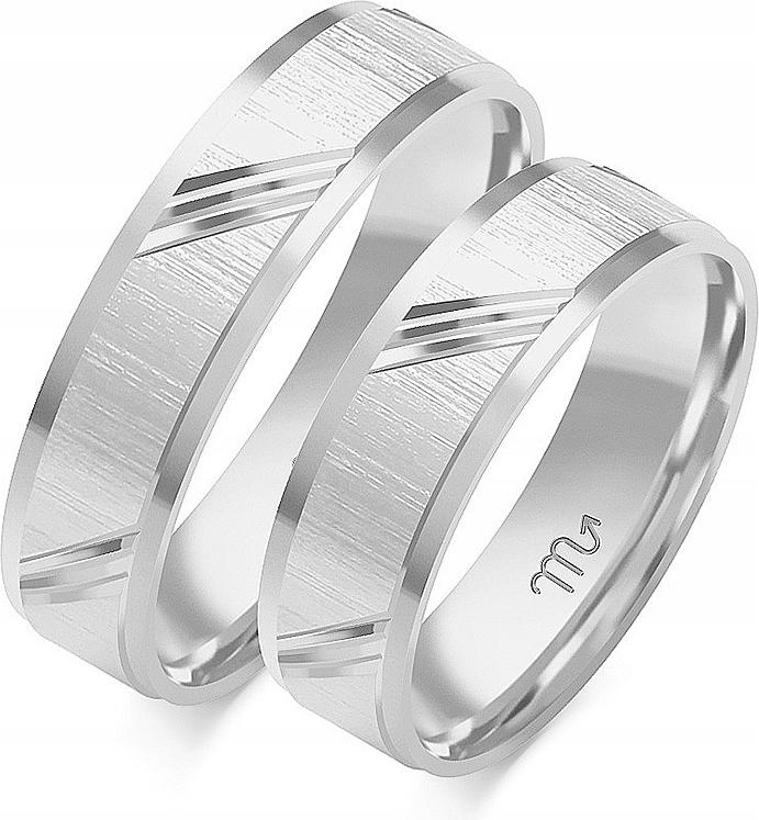 Prsteny bílé zlato jemné 14K 585 r 17 18 19, klasický vzor s gravírováním