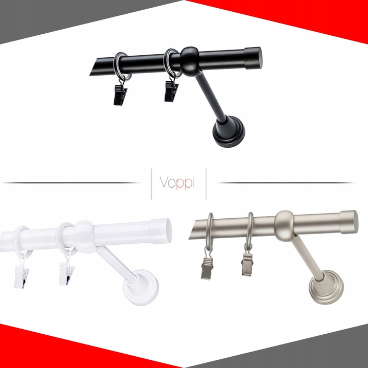 KARNISZ SIMPLE CICHE KÓŁKA POJEDYNCZY 19 MM / 180 Długość drążka 180 cm