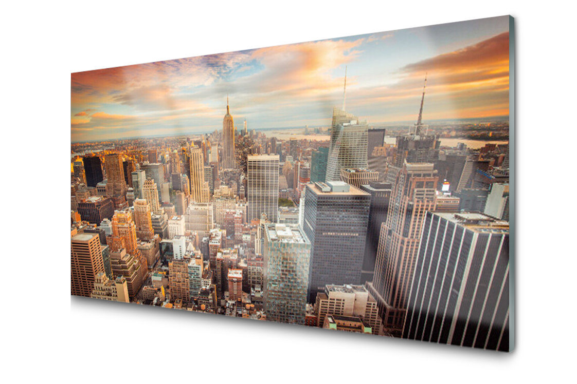 Sklenený panel dekor Mesto Domy 120x60 Lepidlo