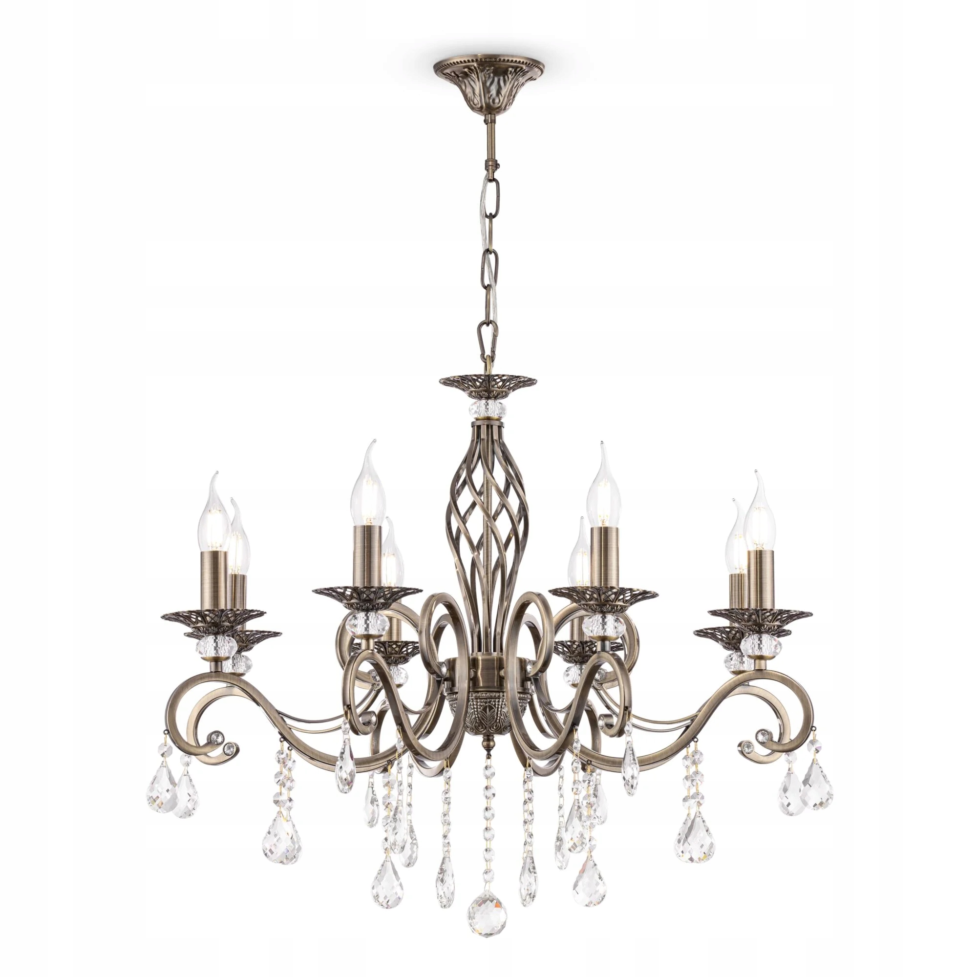 Mosadzný svietnikový luster s kryštálikmi klasický 8 bodov Maytoni