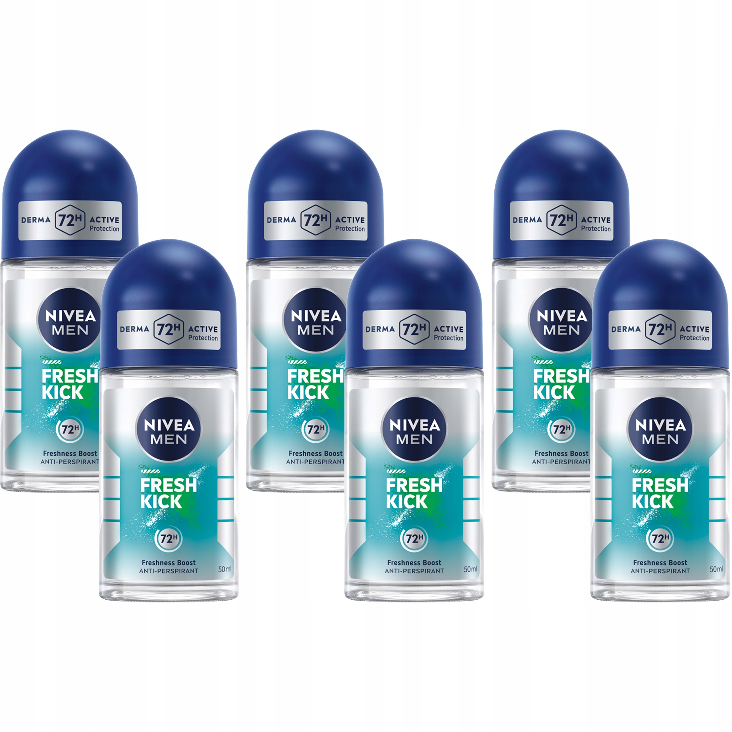6 x Nivea Men Fresh Kick Pánský Antiperspriant Roll On 50 ML