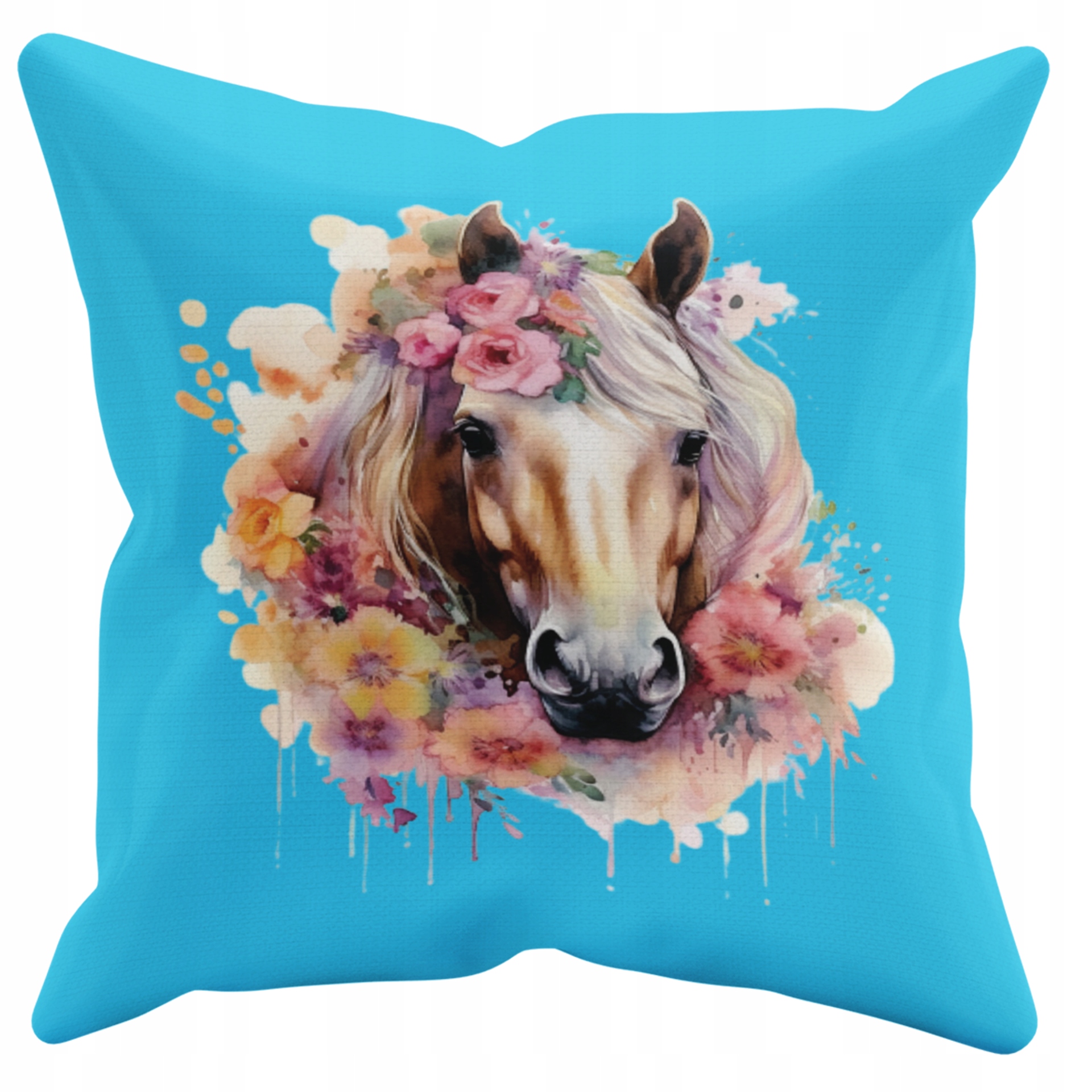 POSZEWKA NA PODUSZKĘ JAŚKA DO PRZEDSZKOLA KONIE KONIK + IMIĘ GRATIS Kolor dominujący odcienie niebieskiego