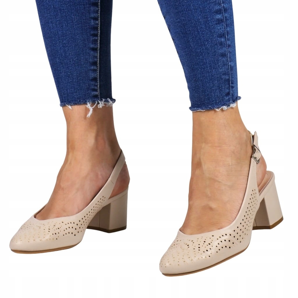 iButy ELEGANCKIE DAMSKIE CZÓŁENKA BEZ PIĘTY AŻUROWE SANDAŁY BEŻOWE MATOWE Kod producenta 170 BEŻOWE PU