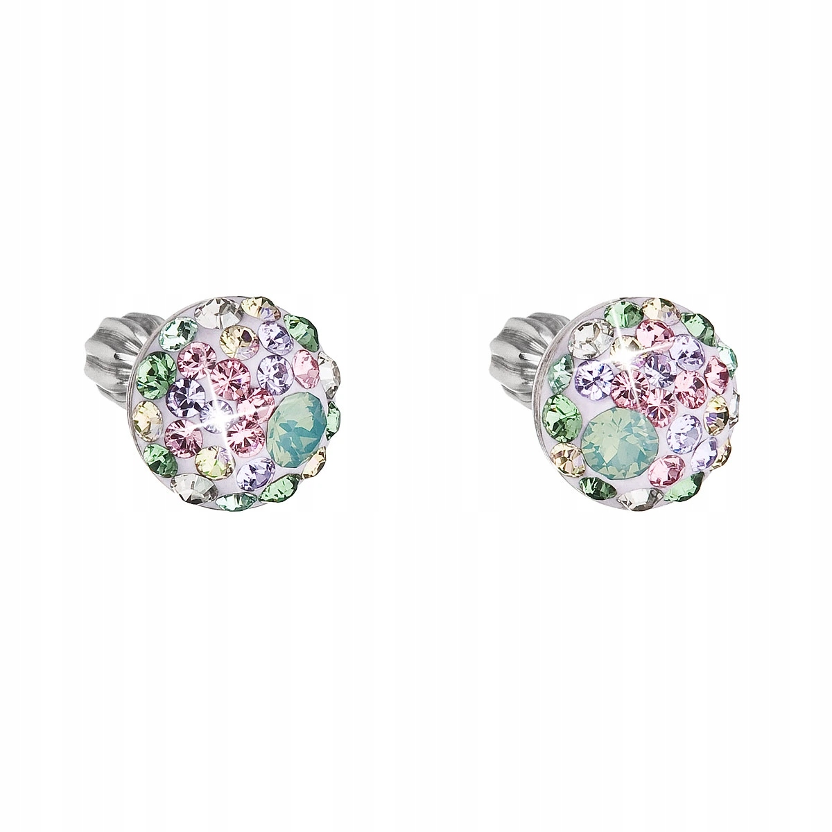 Stříbrné náušnice pecka s krystaly Swarovski mix barev kulaté 31336.3