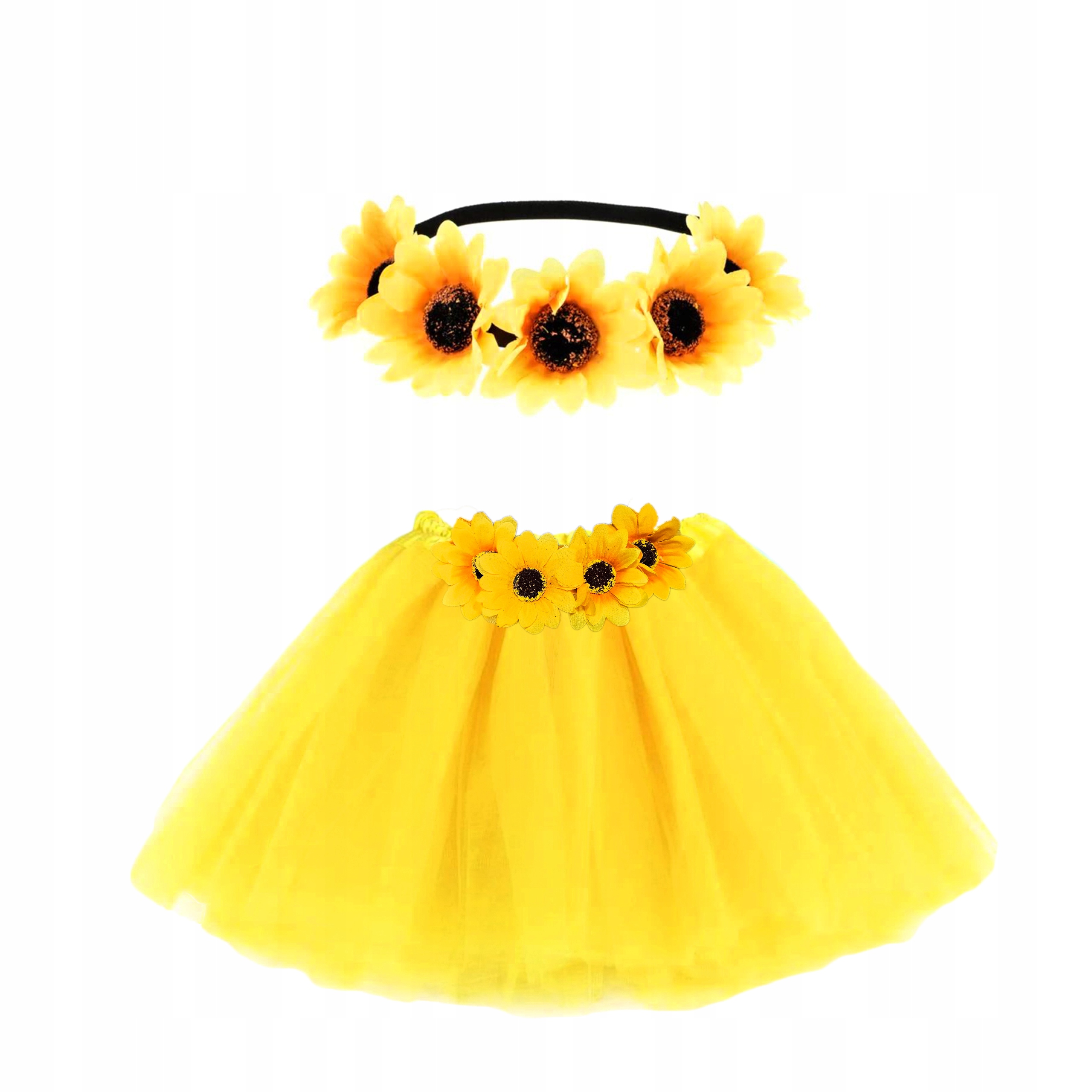 STRÓJ PANI WIOSNA SŁONECZNIKI SPÓDNICZKA + OPASKA
