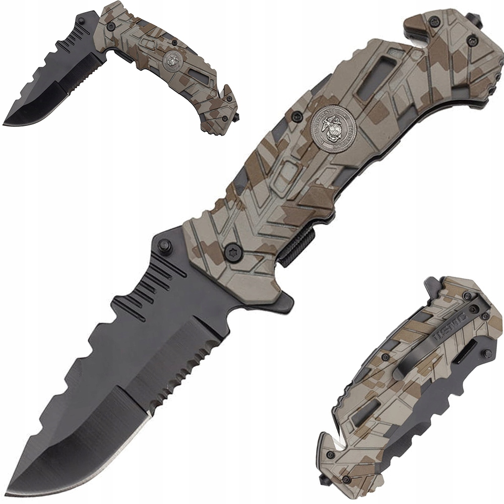 

Nóż Ratowniczy Sprężynowy Składany Scyzoryk Zbijak