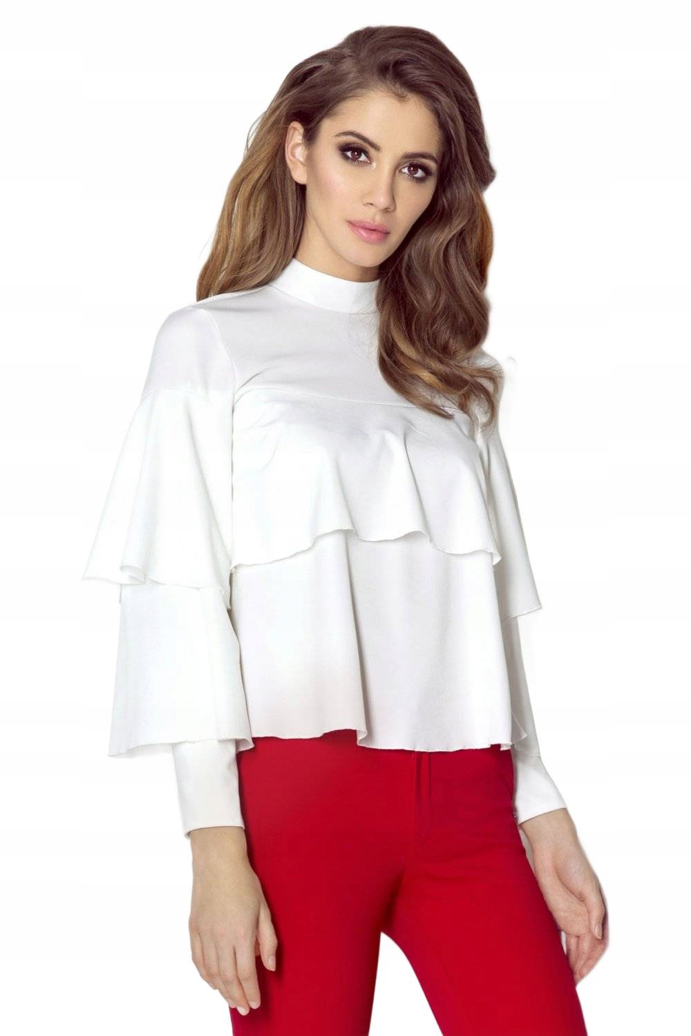 Elegantní Smetanová Halenka Nelly S Volánky 38