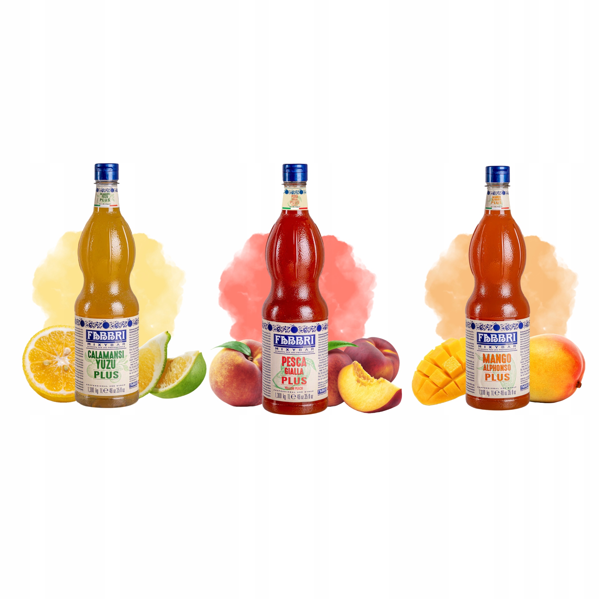 Zestaw Syropów Calamansi Yuzu Brzoskwinia Mango Fabbri Plus do drinków