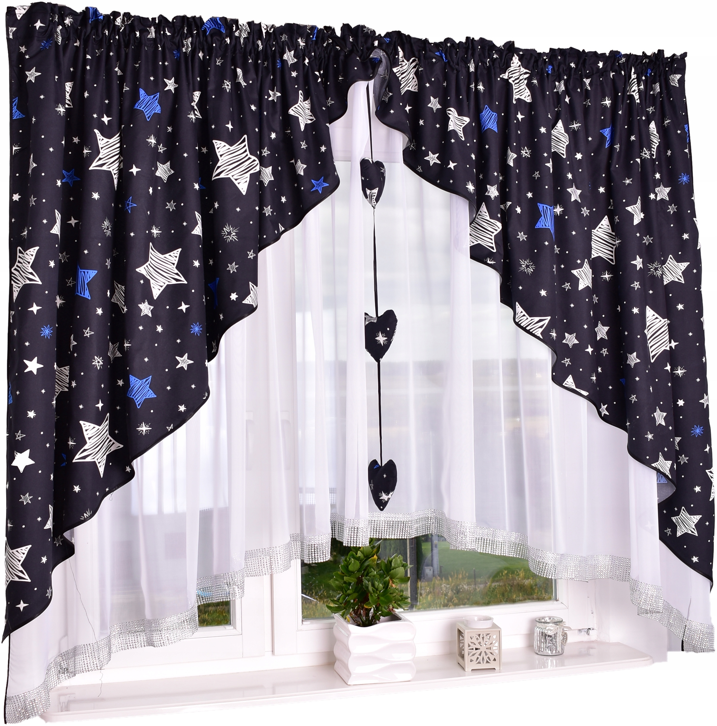 

Firana Gotowa Galaxy 400X150 Serca Cyrkonie