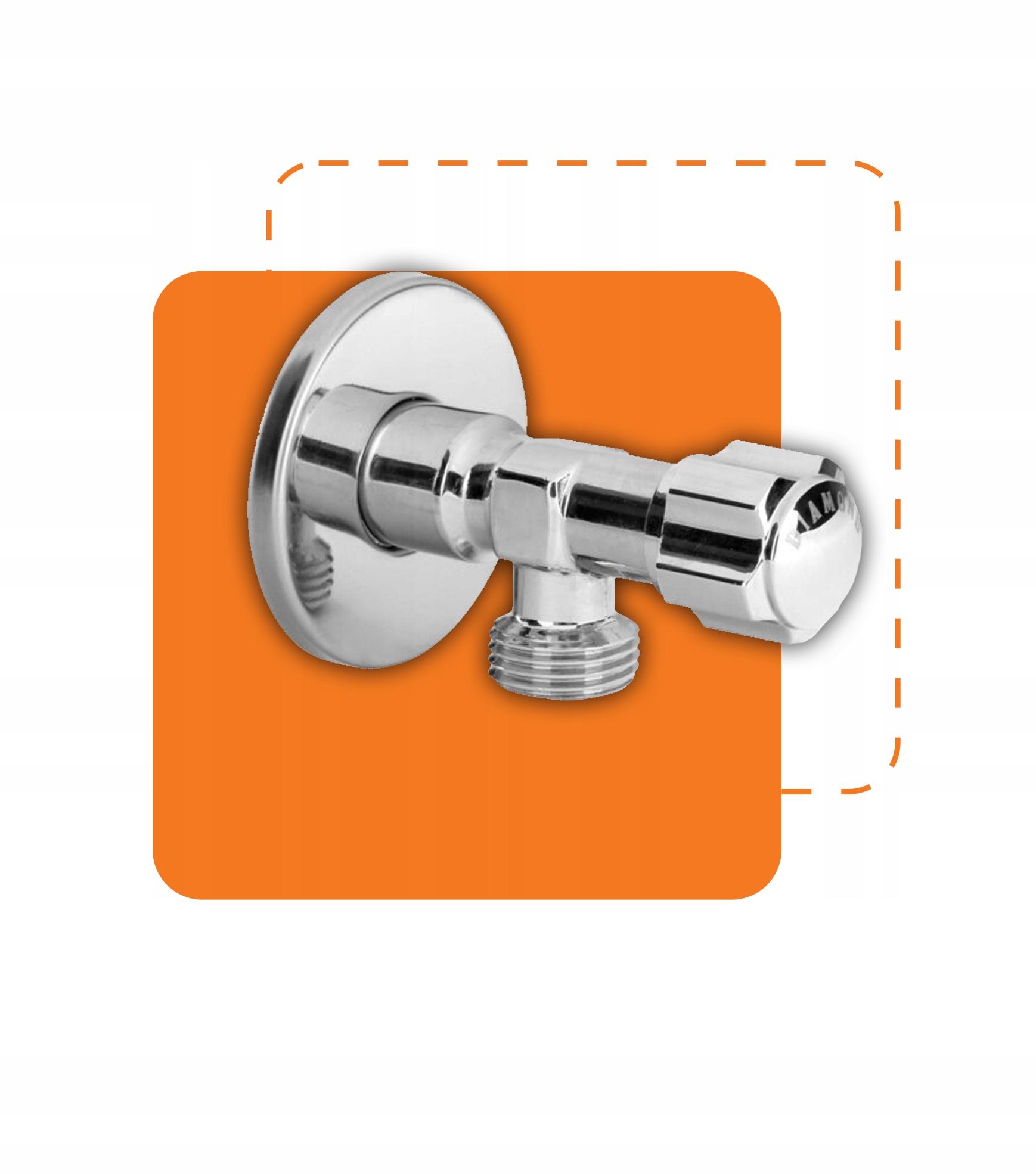 ZAWÓR KĄTOWY 1/2x3/8 GRZYBKOWY DO BATERII CHROM Z ROZETĄ Średnica przyłącza 3/8''