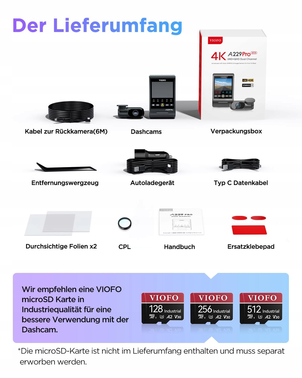 VIOFO A229 Pro 4K 2K Dual Kamera Samochodowa GPS WiFi Nocne Widzenie — miniatura 8