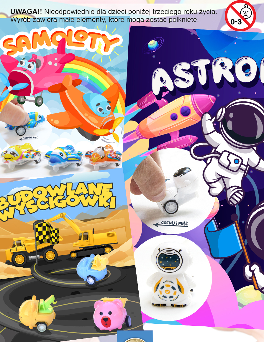 Zasyp do automatu w kapsule Pojazdy 45-55mm piłka 100szt kulka wsad wkład