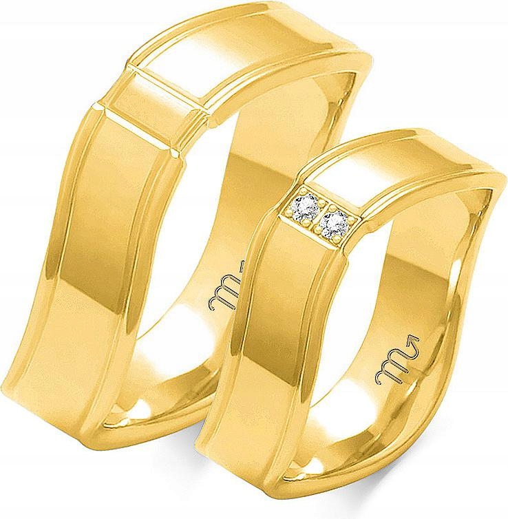 Zlaté snubní prsteny pro novomanžele svatba 585, rok 23 24 25, dámská kolekce
