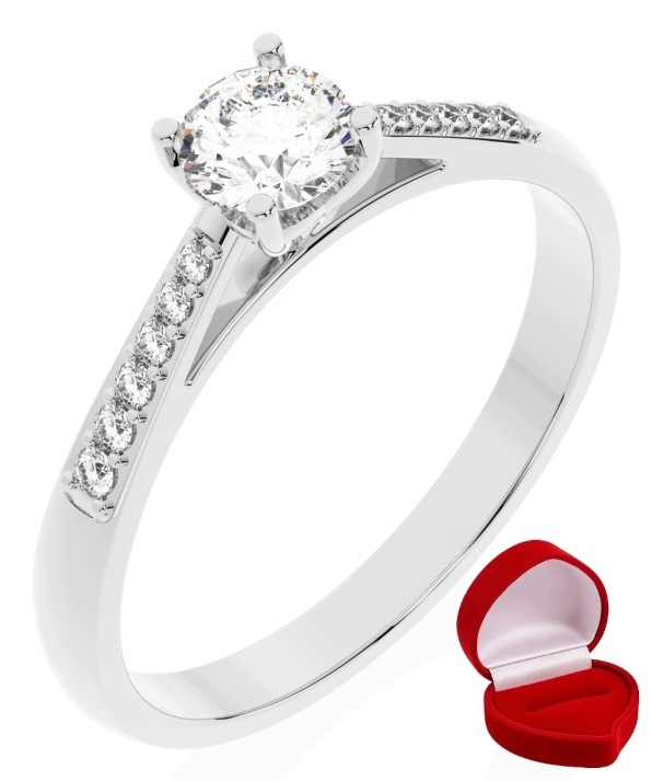 Zlatý Prstýnek 585 14k Brylant 0,30 ct Bílé Zlato R25